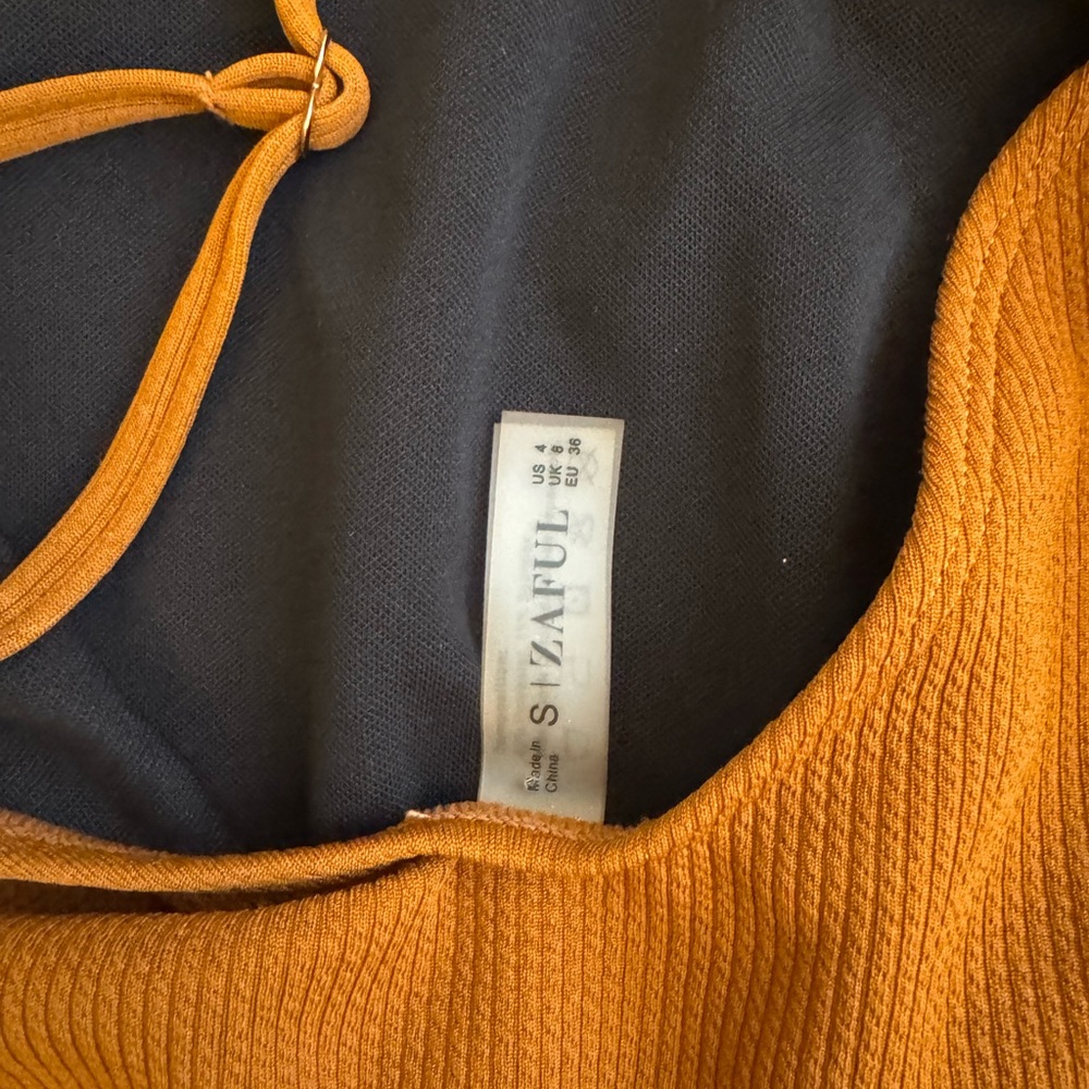 Zaful Rust Brown Ribbed One-Piece Swimsuit - Picture 4 of 4